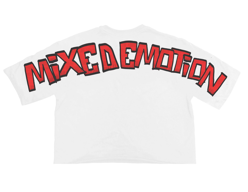 WHITE " MONSTER" CROPPED TEE